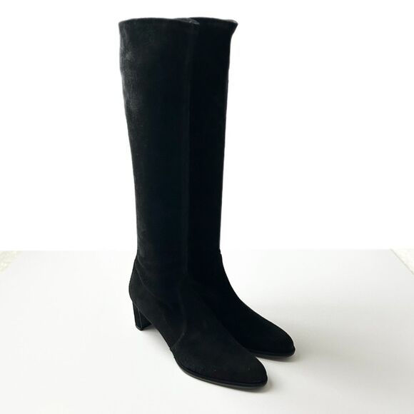 Stuart Weitzman Tall Black Suede Sock Boots Size 10 N - Picture 1 of 10